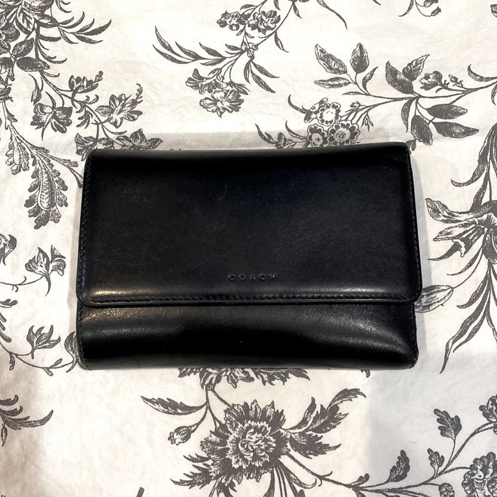 Coach Black Leather Clutch Wallet